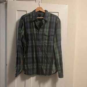 J. Crew Men's Green and Blue Plaid Shirt L